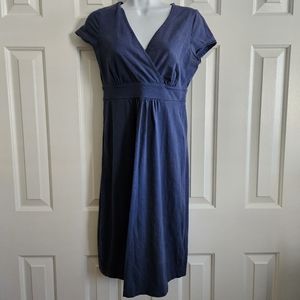 Boden Dress Blue Surplice Neck Sheath 4 Empire Waist Minimalist Classic Cotton